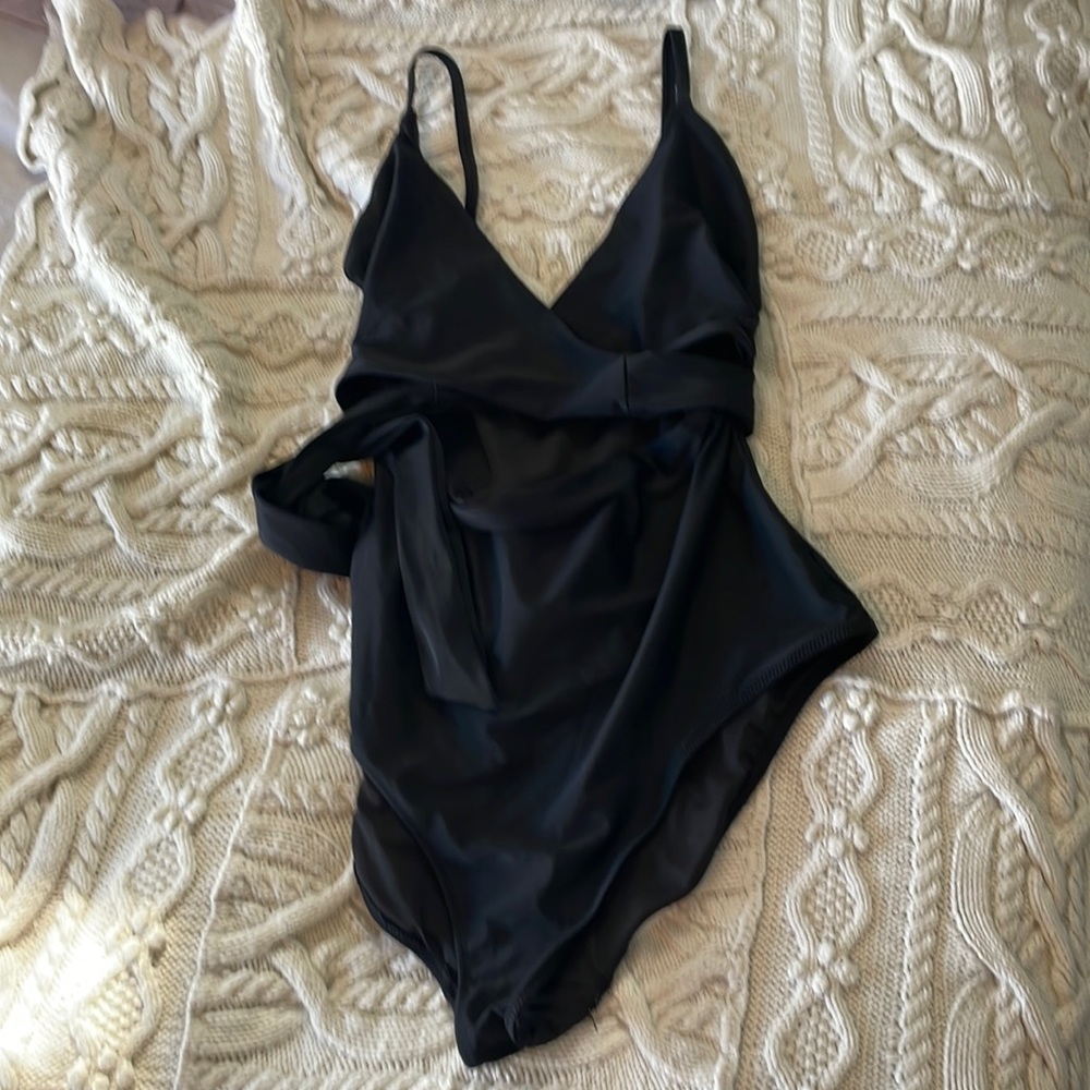 Aerie black wrap one piece swimsuit